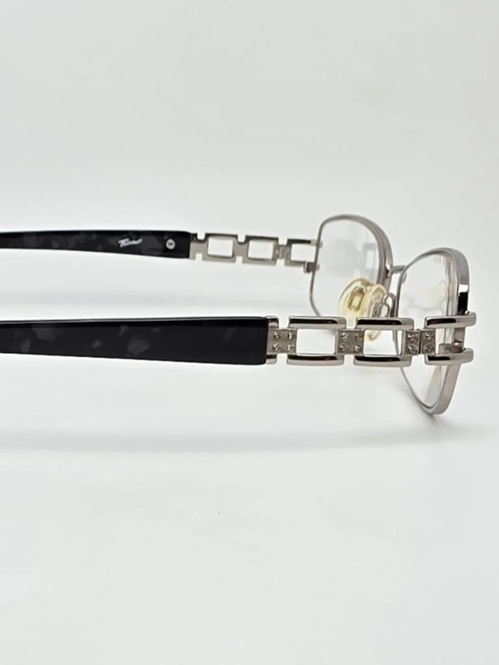 Tura TE202 Silver Black Tortoise Rhinestone Eyeglasses Frame Japan 54-17-135